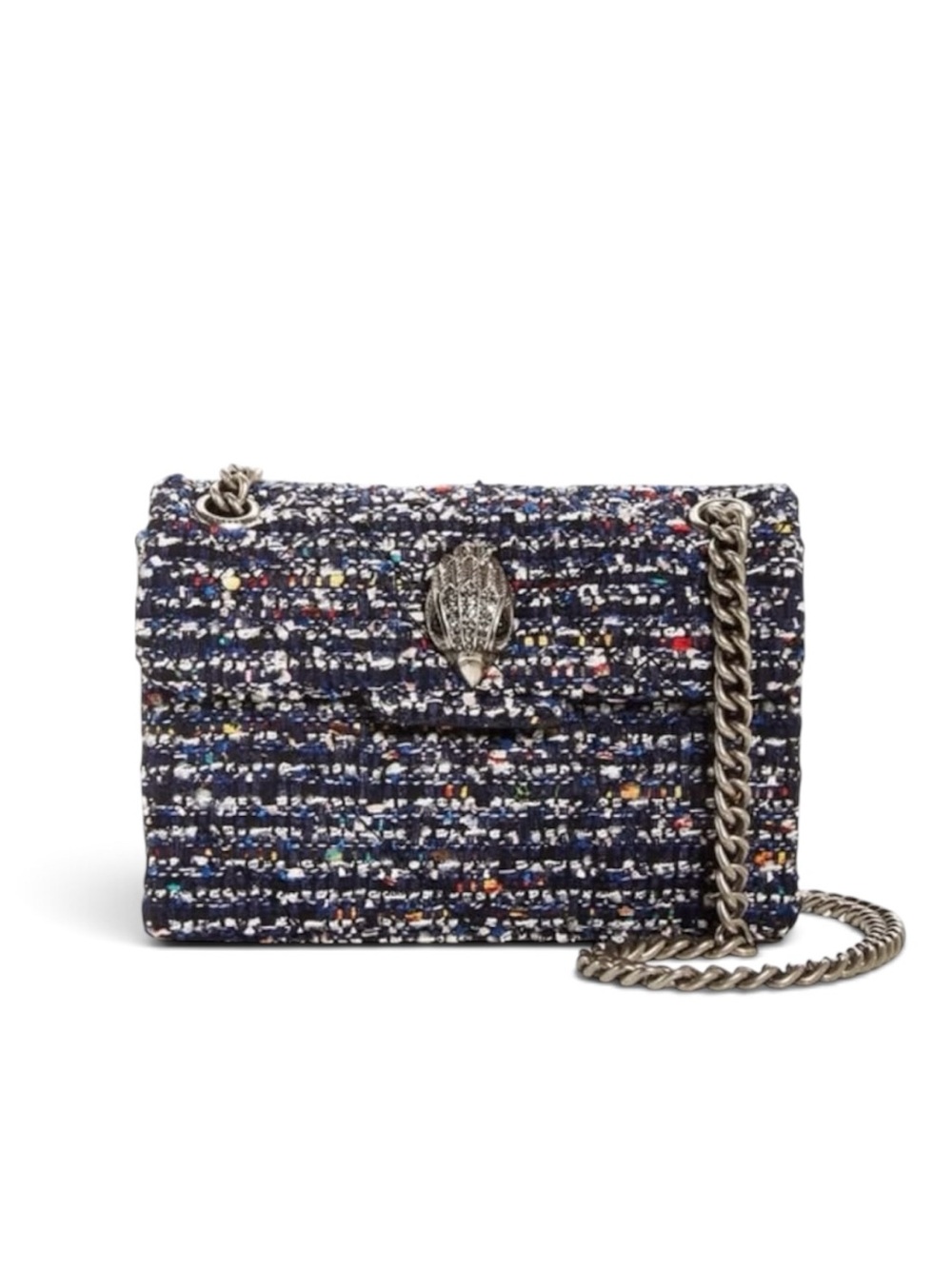 Kurt Geiger Blue Tweed Mini Kensington Shoulder Bag